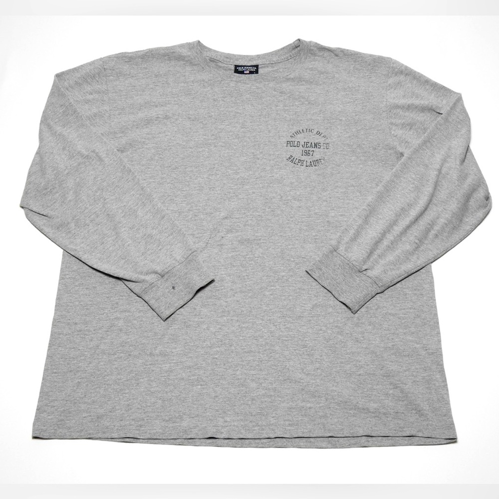 Vintage Polo Jeans Company Ralph Lauren 67 T-shirt M Gray Long Sleeve Mens Y2K - Picture 2 of 9